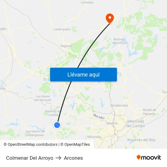 Colmenar Del Arroyo to Arcones map