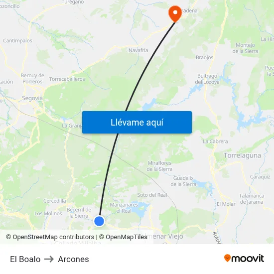 El Boalo to Arcones map