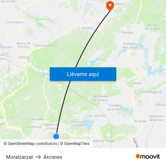 Moralzarzal to Arcones map