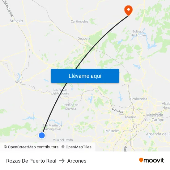 Rozas De Puerto Real to Arcones map
