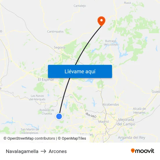 Navalagamella to Arcones map