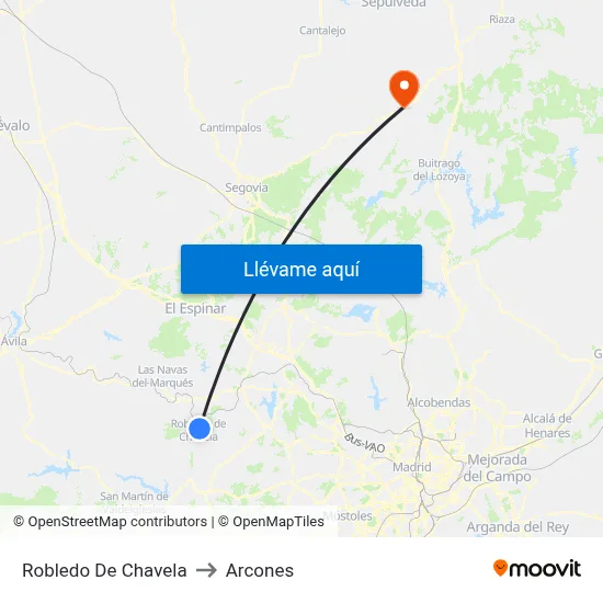 Robledo De Chavela to Arcones map