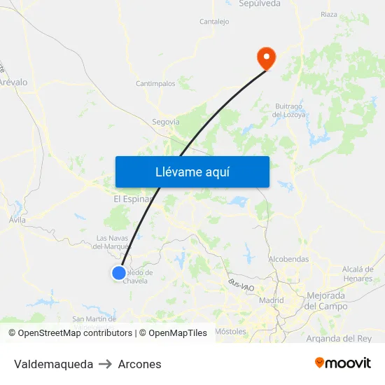 Valdemaqueda to Arcones map