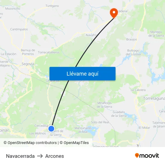 Navacerrada to Arcones map