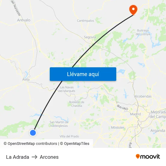 La Adrada to Arcones map
