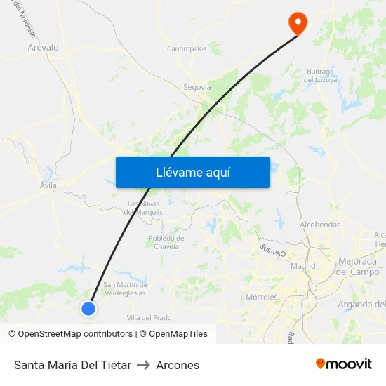 Santa María Del Tiétar to Arcones map