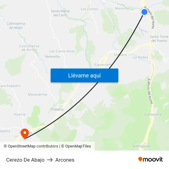 Cerezo De Abajo to Arcones map
