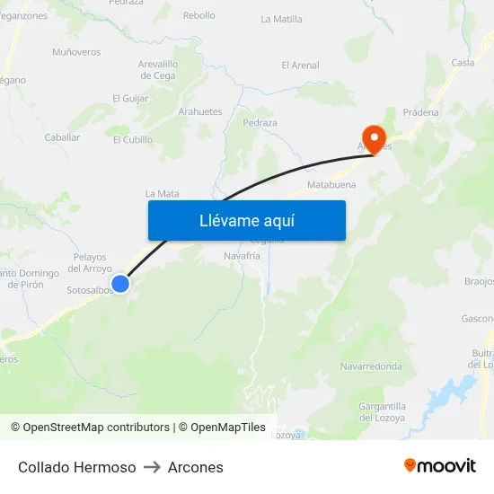 Collado Hermoso to Arcones map