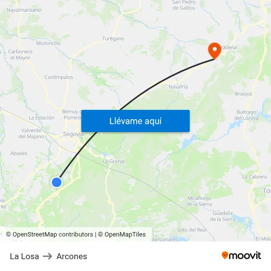 La Losa to Arcones map