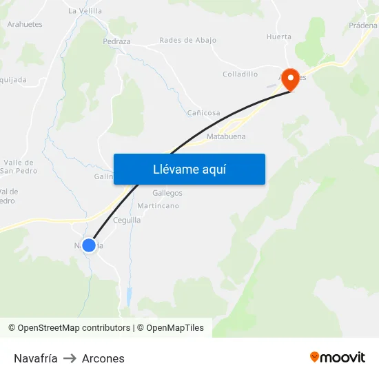Navafría to Arcones map