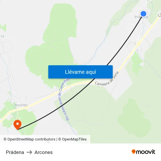 Prádena to Arcones map