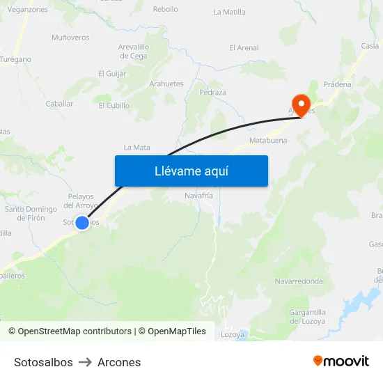 Sotosalbos to Arcones map