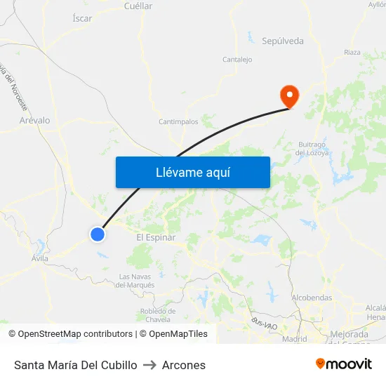 Santa María Del Cubillo to Arcones map