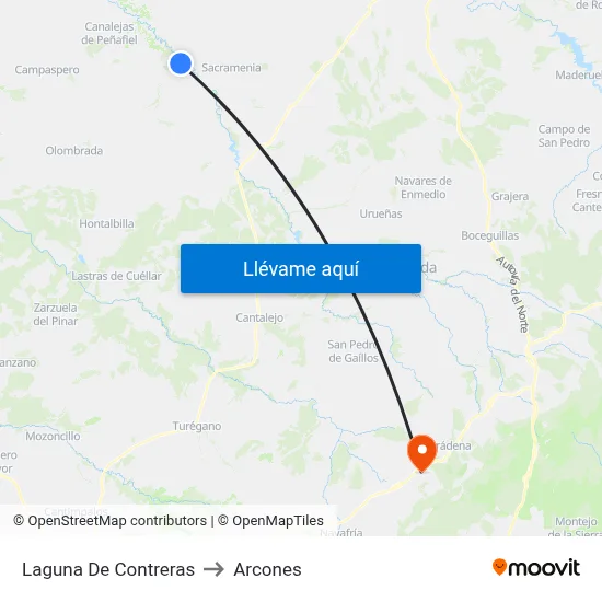 Laguna De Contreras to Arcones map