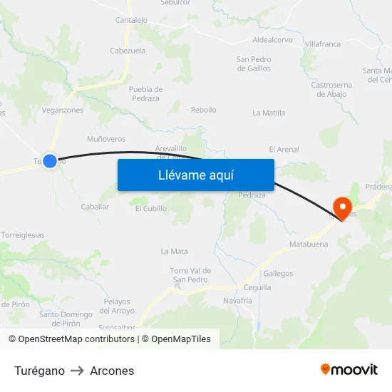 Turégano to Arcones map