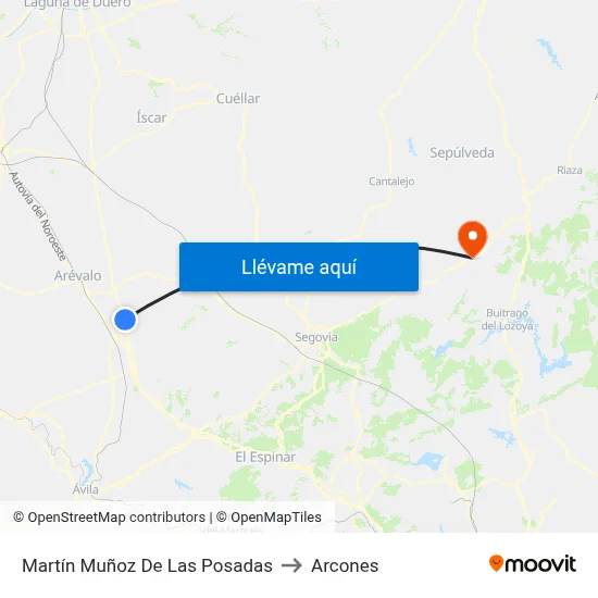 Martín Muñoz De Las Posadas to Arcones map