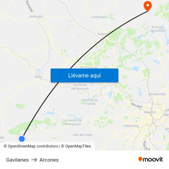 Gavilanes to Arcones map