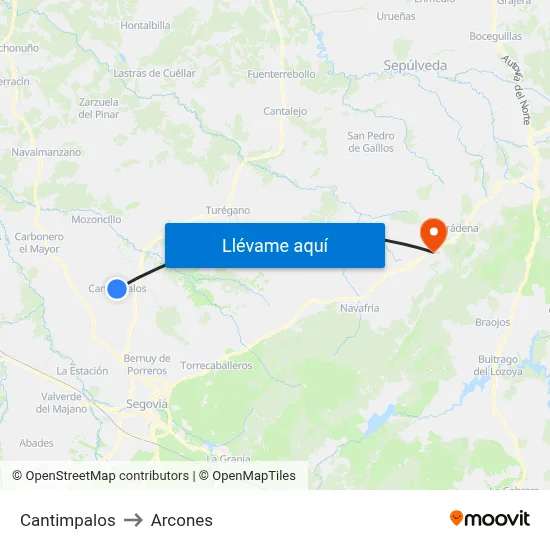 Cantimpalos to Arcones map