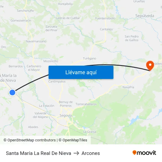Santa María La Real De Nieva to Arcones map