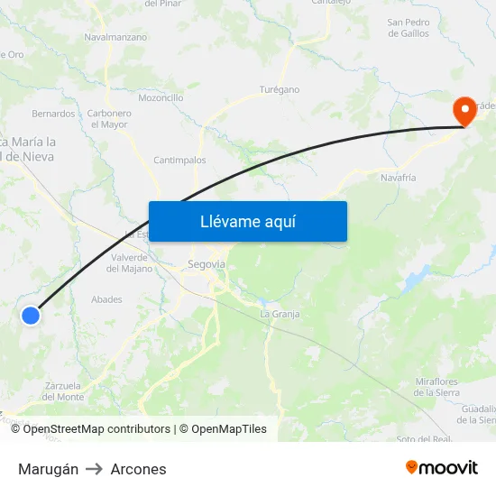 Marugán to Arcones map