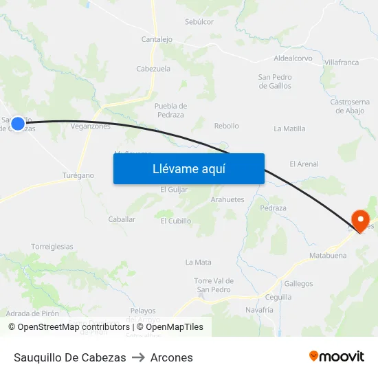 Sauquillo De Cabezas to Arcones map