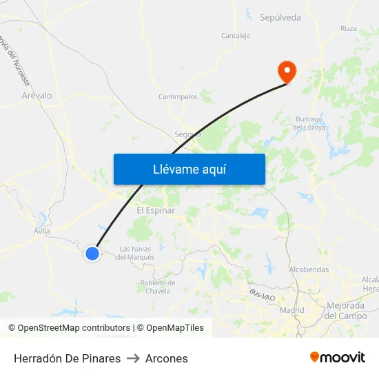Herradón De Pinares to Arcones map