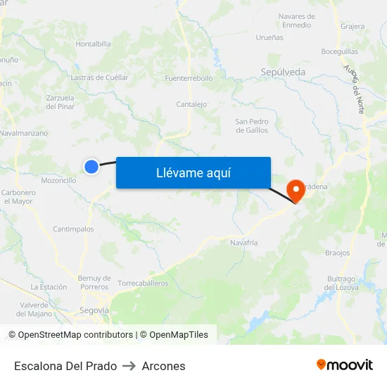 Escalona Del Prado to Arcones map