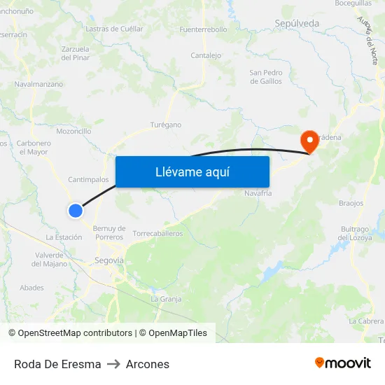 Roda De Eresma to Arcones map