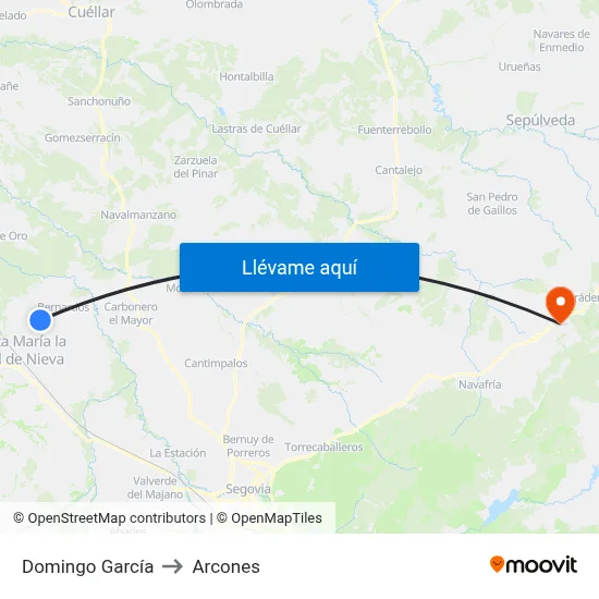 Domingo García to Arcones map