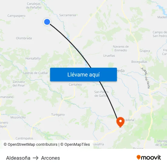 Aldeasoña to Arcones map