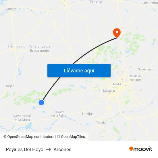 Poyales Del Hoyo to Arcones map
