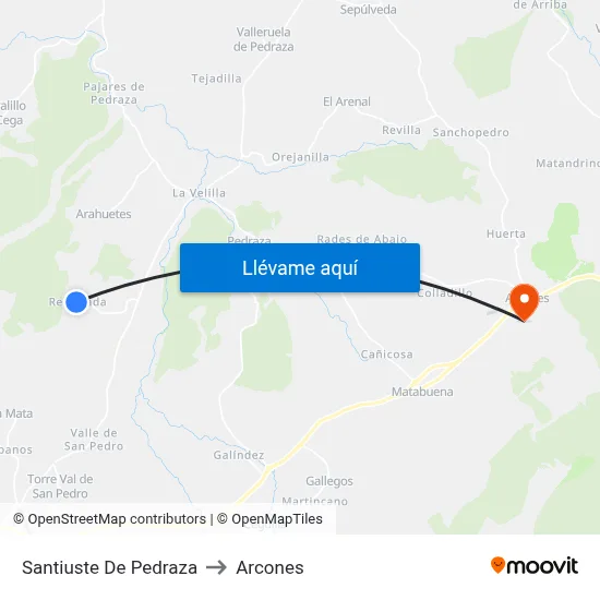 Santiuste De Pedraza to Arcones map
