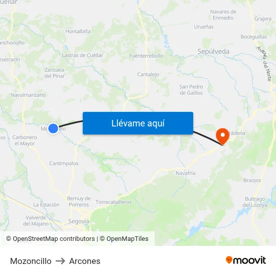 Mozoncillo to Arcones map