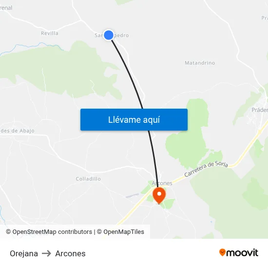 Orejana to Arcones map