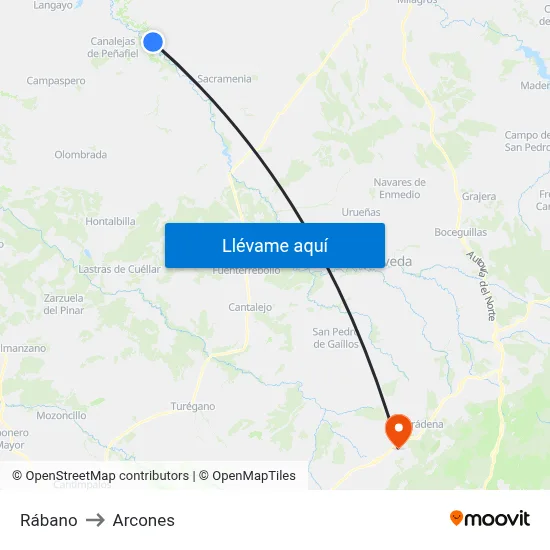 Rábano to Arcones map