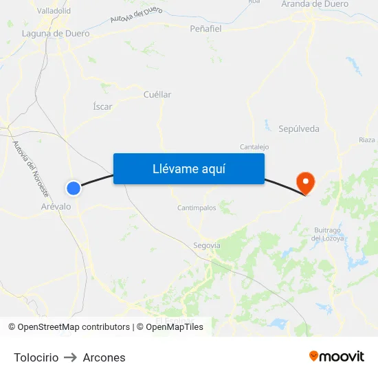 Tolocirio to Arcones map