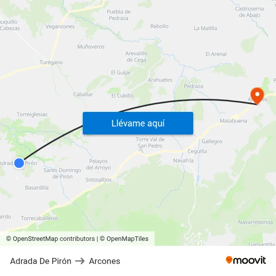 Adrada De Pirón to Arcones map