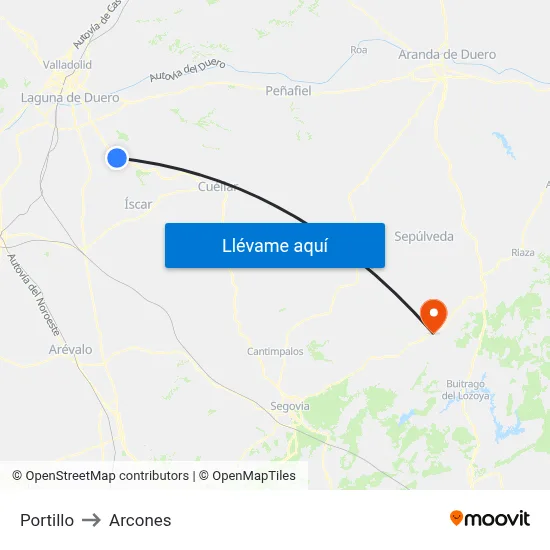 Portillo to Arcones map
