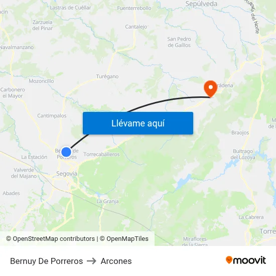Bernuy De Porreros to Arcones map