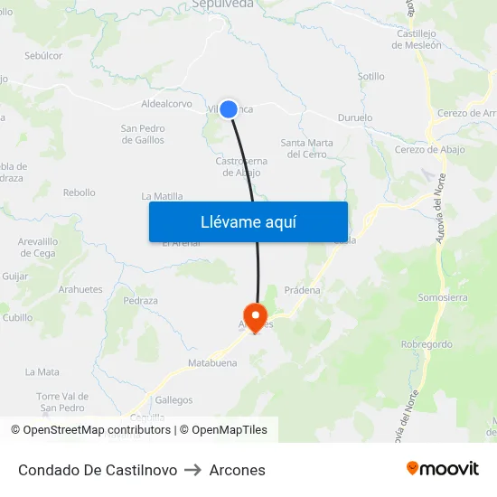Condado De Castilnovo to Arcones map