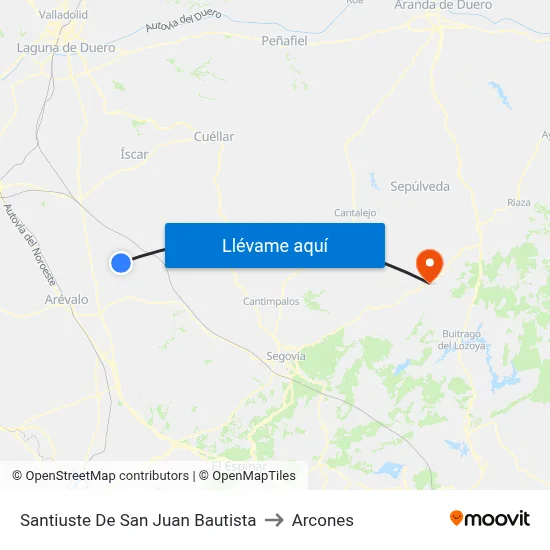 Santiuste De San Juan Bautista to Arcones map