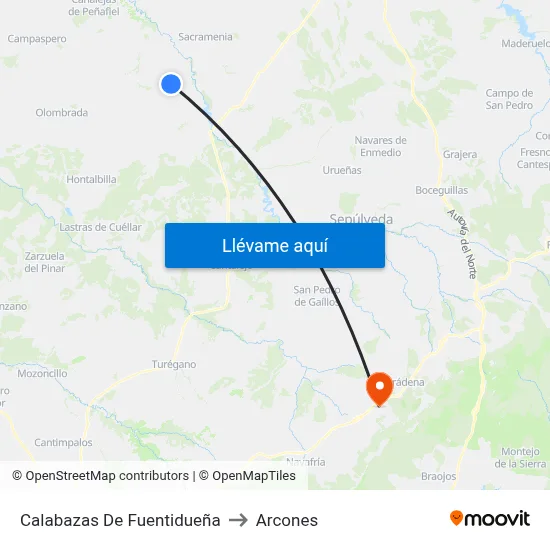 Calabazas De Fuentidueña to Arcones map