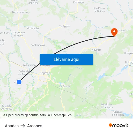 Abades to Arcones map