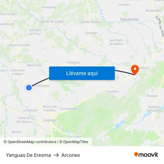 Yanguas De Eresma to Arcones map