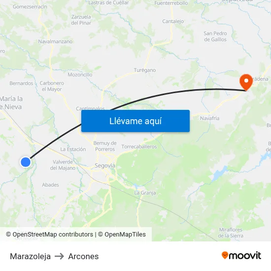 Marazoleja to Arcones map