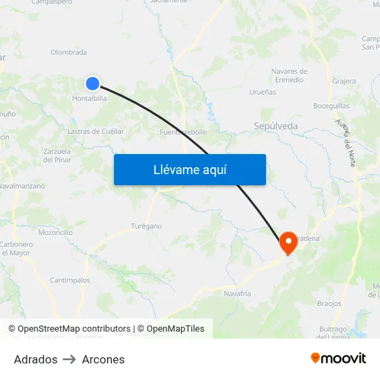 Adrados to Arcones map
