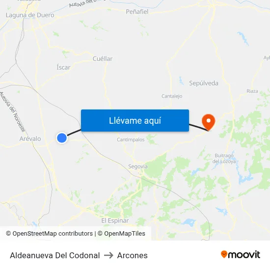 Aldeanueva Del Codonal to Arcones map