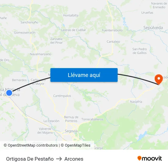 Ortigosa De Pestaño to Arcones map
