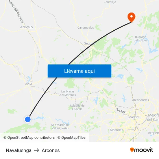 Navaluenga to Arcones map