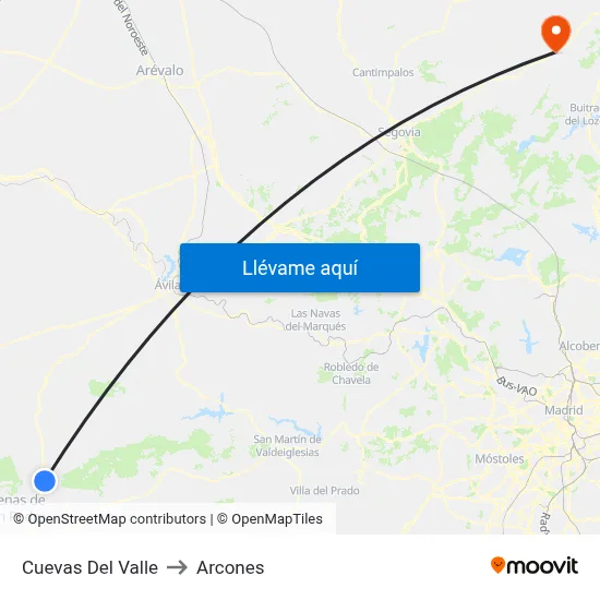 Cuevas Del Valle to Arcones map